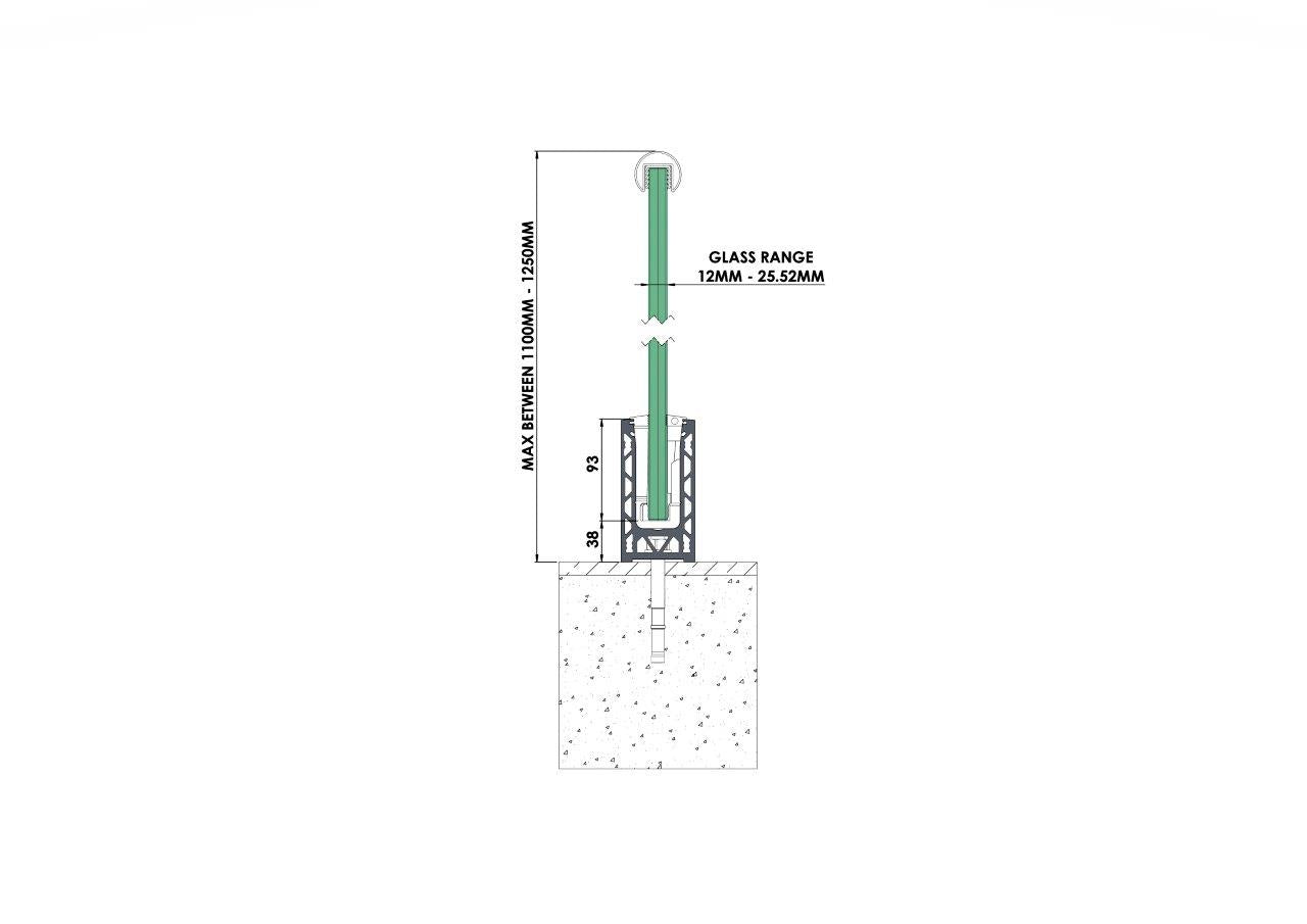 Fast Track Top mount Model 1010 - 5000mm - The Balustrade Store