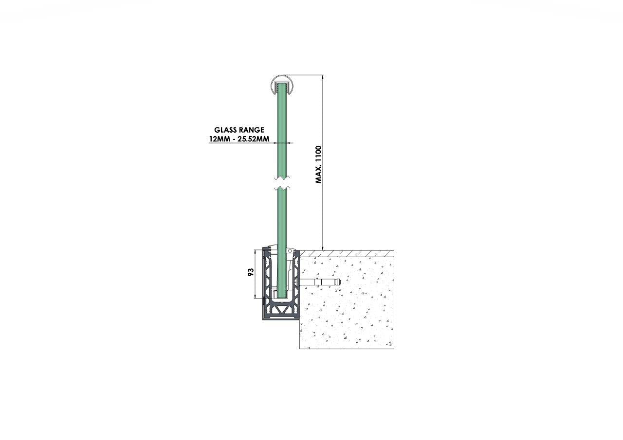 Fast Track Side Mount - Model 1020 (5000mm) - The Balustrade Store