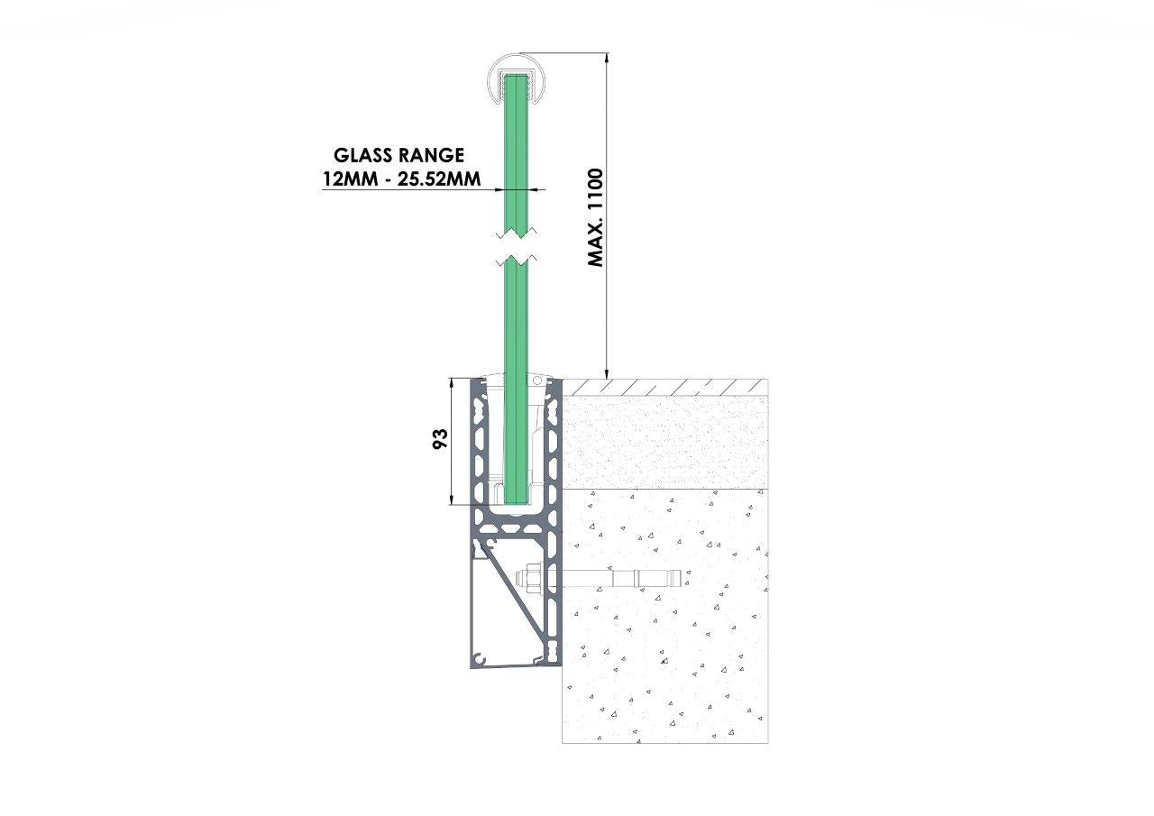 Fast Track Side mount Model 2020 - 5000mm - The Balustrade Store